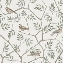 2948-27015 Crossbill Off-White Branches Wallpaper