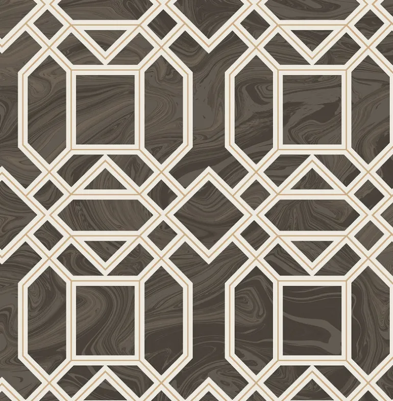 2763-24221 Daphne Brown Trellis Wallpaper