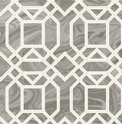2763-24245 Daphne Grey Trellis Wallpaper