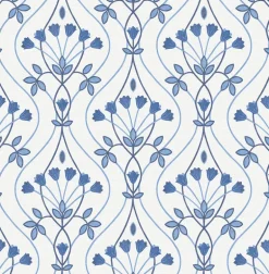 2970-26148 Dard Blue Tulip Ogee Wallpaper