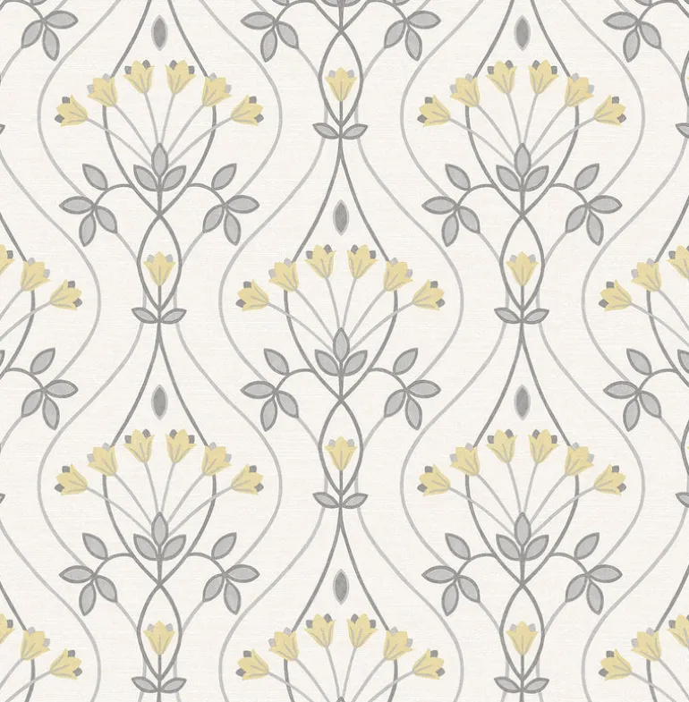 2970-26147 Dard Grey Tulip Ogee Wallpaper