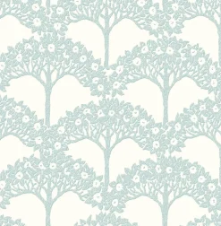 2970-26111 Dawson Turquoise Magnolia Tree Wallpaper