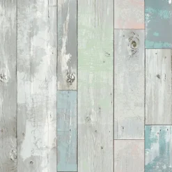 2540-20416 Deena Turquoise Distressed Wood Wallpaper