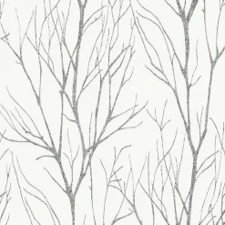2979-37260-4 Diani Charcoal Metallic Tree Wallpaper