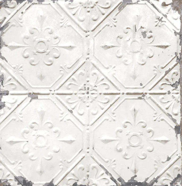 2922-22305 Donahue White Tin Ceiling Wallpaper
