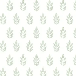 3122-11304 Ervic Green Leaf Block Print Wallpaper