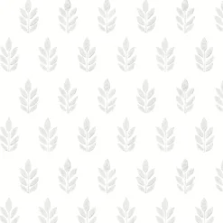 3122-11310 Ervic Light Grey Leaf Block Print Wallpaper