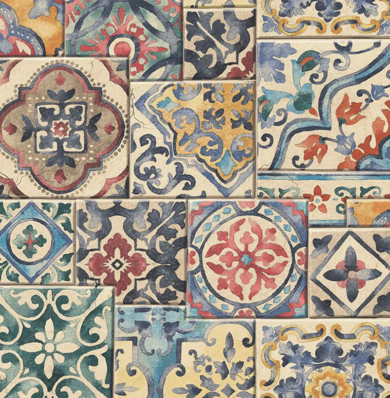 2922-22301 Estrada Multicolor Marrakesh Tiles Wallpaper