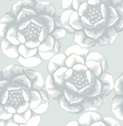 2763-24240 Fanciful Silver Floral Wallpaper