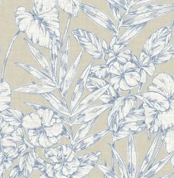 2744-24107 Fiji Navy Floral Wallpaper