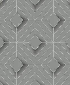 4020-61409 Filmore Grey Diamond Panes Wallpaper