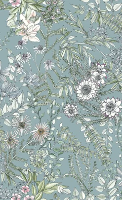 2821-12904 Full Bloom Blue Floral Wallpaper