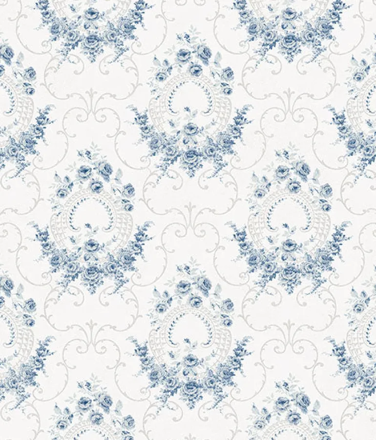 3123-02125 Georgiana Navy Tearose Wallpaper
