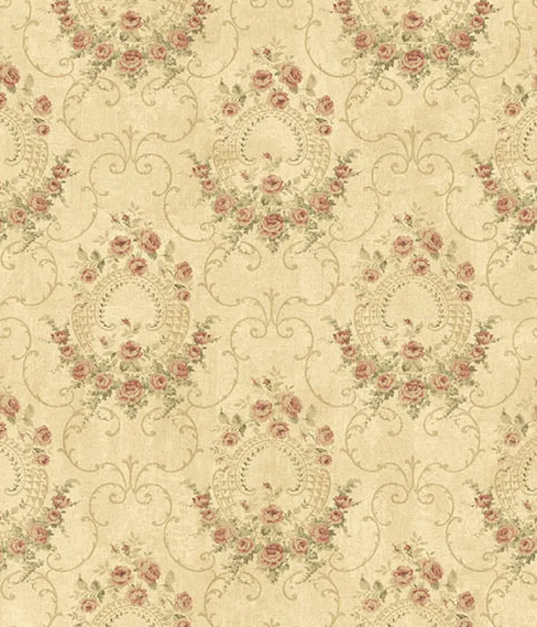 3123-02124 Georgiana Red Tearose Wallpaper