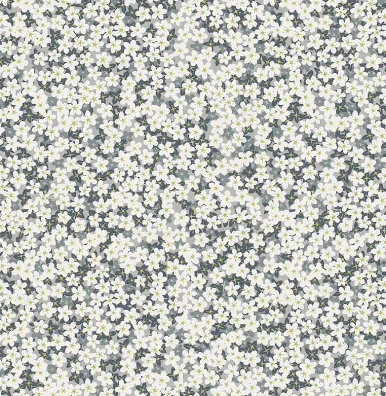 2901-25447 Giverny Grey Miniature Floral Wallpaper