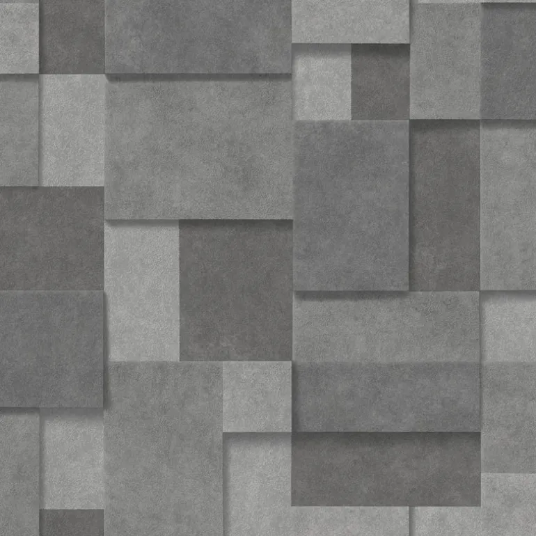 2922-25354 Gompers Dark Grey Metallic Squares Wallpaper