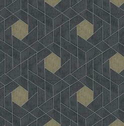 2964-25900 Granada Charcoal Geometric Wallpaper