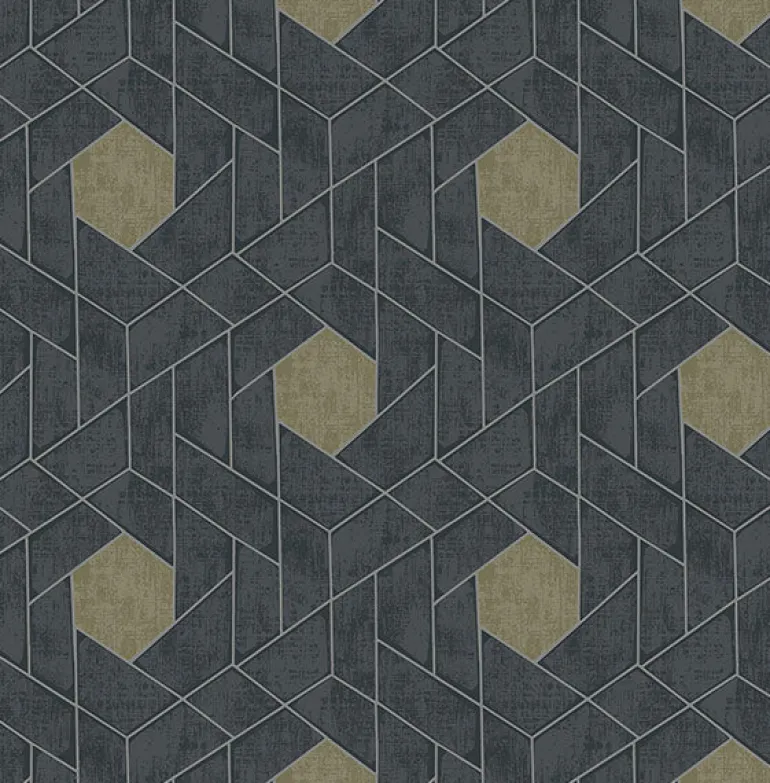 2964-25900 Granada Charcoal Geometric Wallpaper