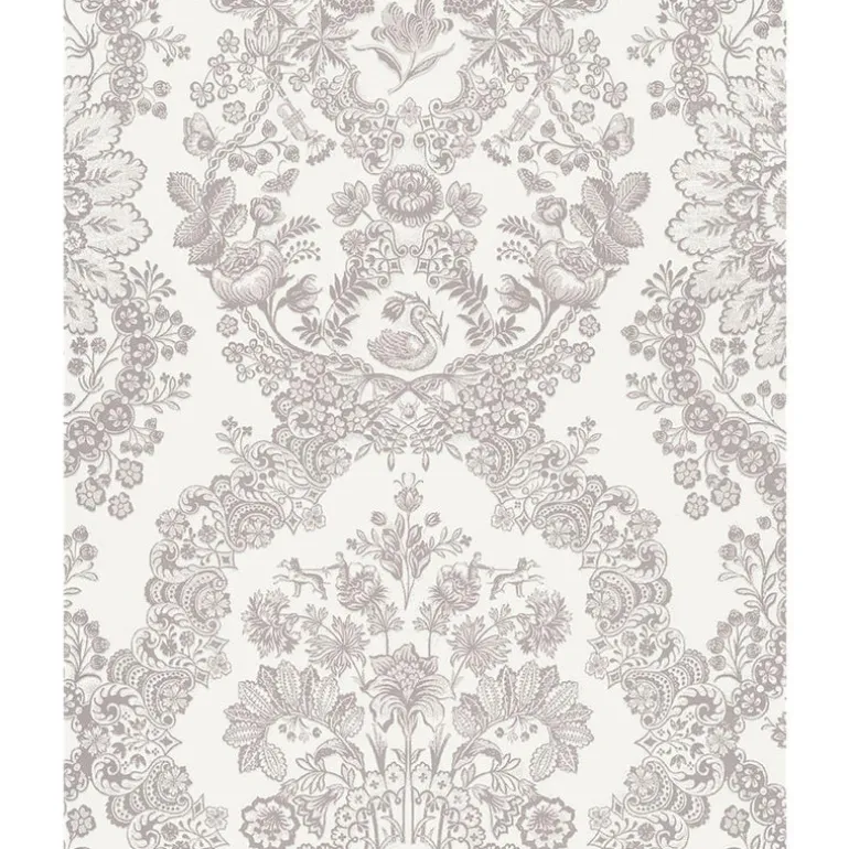 375040 Grillig Taupe Damask Wallpaper