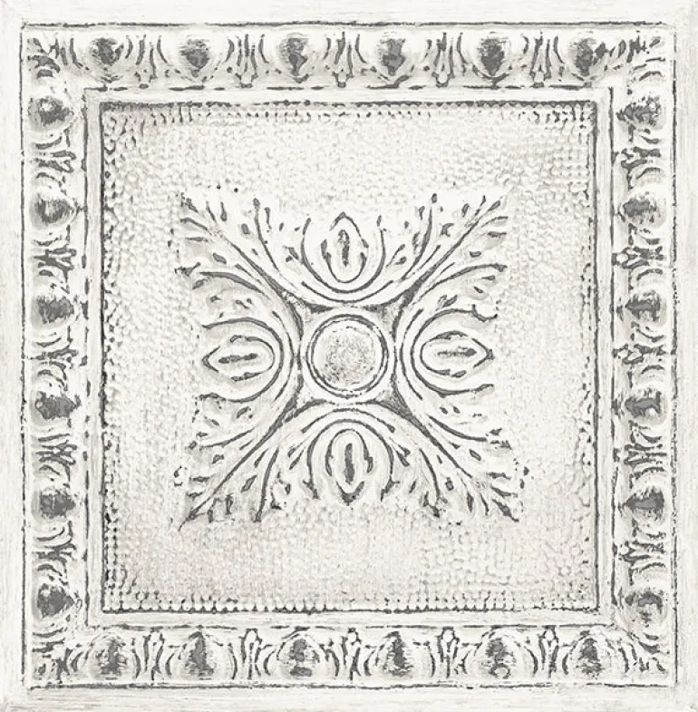 2904-24031 Hazley White Ornamental Tin Tile Wallpaper