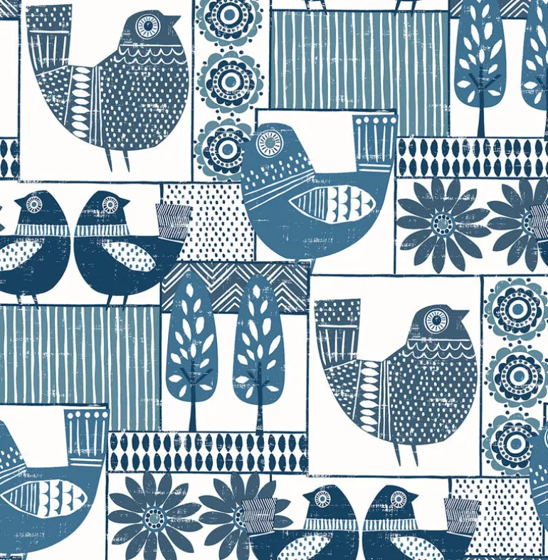 2821-25113 Hennika Blue Patchwork Wallpaper