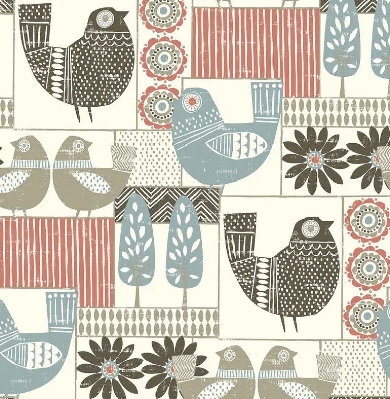 2821-25117 Hennika Coral Patchwork Wallpaper
