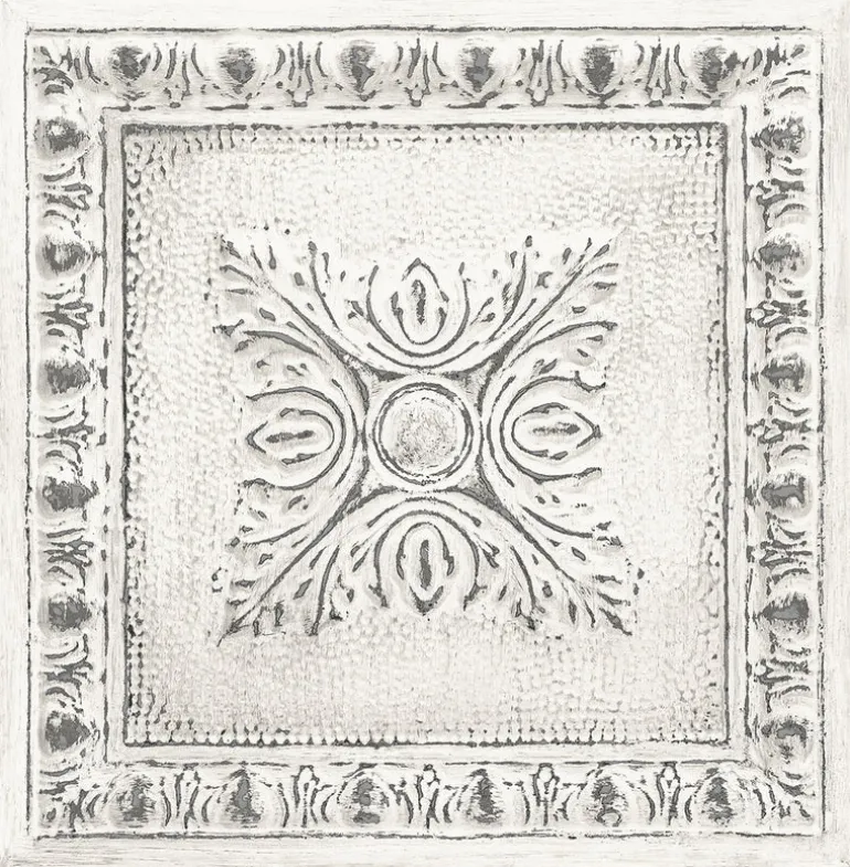 2922-24031 Hillman White Ornamental Tin Tile Wallpaper