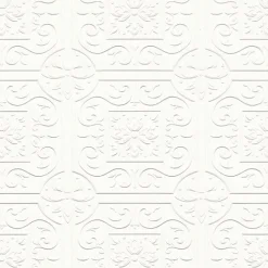 4000-59001 Ibold White Tin Ceiling Scroll Paintable Wallpaper