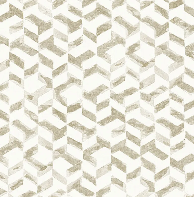 2902-25500 Instep Champagne Abstract Geometric Wallpaper
