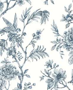 2763-24235 Jessamine Blue Floral Trail Wallpaper