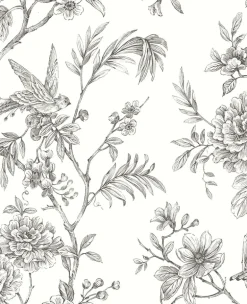 2763-24237 Jessamine Grey Floral Trail Wallpaper