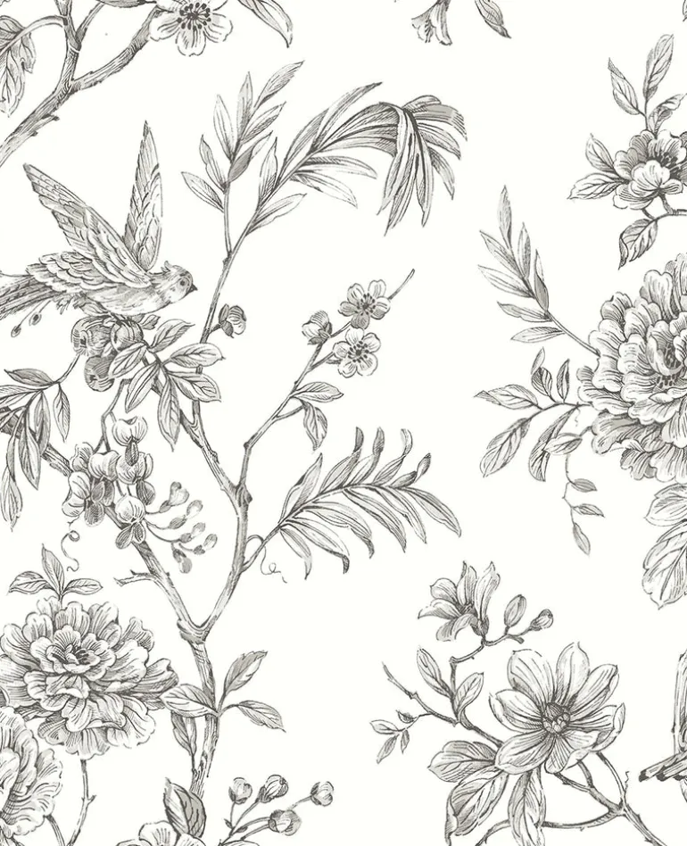 2763-24237 Jessamine Grey Floral Trail Wallpaper