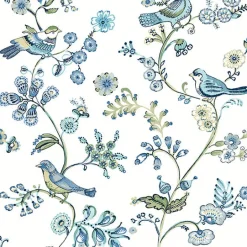 3122-10802 Jinjur Teal Bird Trail Wallpaper