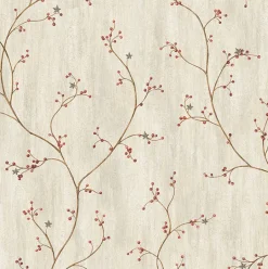 3123-44031 Justine Light Grey Berry Trail Wallpaper