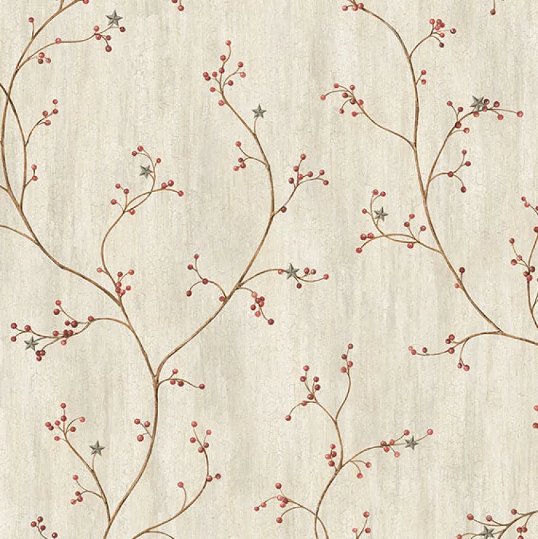 3123-44031 Justine Light Grey Berry Trail Wallpaper