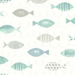 3120-12044 Key West Teal Sea Fish Wallpaper