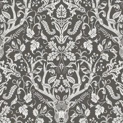 3118-12704 Kiwassa Brown Antler Damask Wallpaper