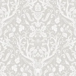 3118-12701 Kiwassa Taupe Antler Damask Wallpaper