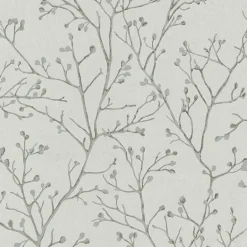 4019-86456 Koura Platinum Budding Branches Wallpaper
