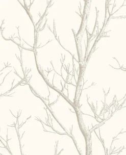 2766-24634 Laelia White Silhouette Tree Wallpaper