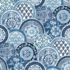 2744-24148 Laguna Blue Plate Wallpaper