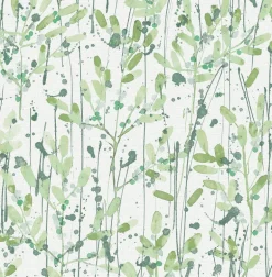 2975-26241 Leandra Green Floral Trail Wallpaper