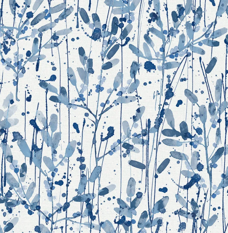 2975-26237 Leandra Indigo Floral Trail Wallpaper