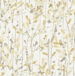 2975-26240 Leandra Yellow Floral Trail Wallpaper