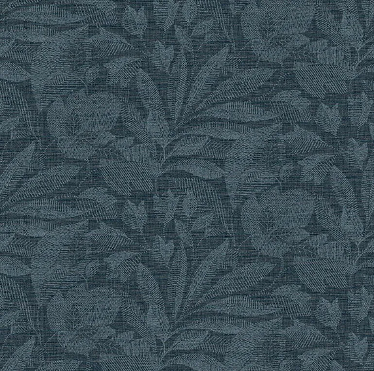 2971-86153 Lei Navy Etched Leaves Wallpaper