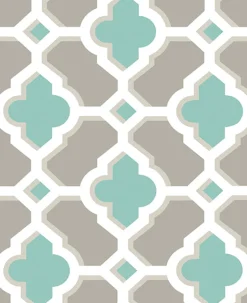 2744-24123 Lido Turquoise Quatrefoil Wallpaper