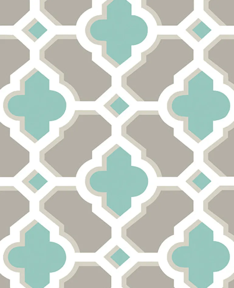2744-24123 Lido Turquoise Quatrefoil Wallpaper