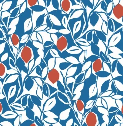 2969-26024 Loretto Blue Citrus Wallpaper