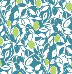 2969-26026 Loretto Teal Citrus Wallpaper