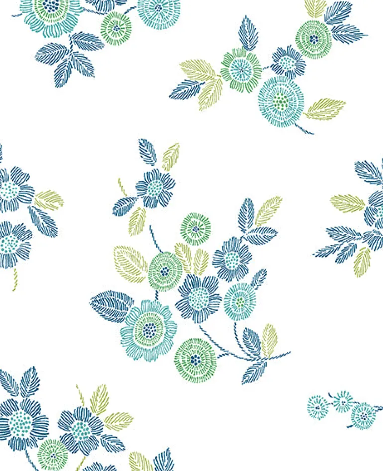 2744-24127 Malaga Green Floral Wallpaper